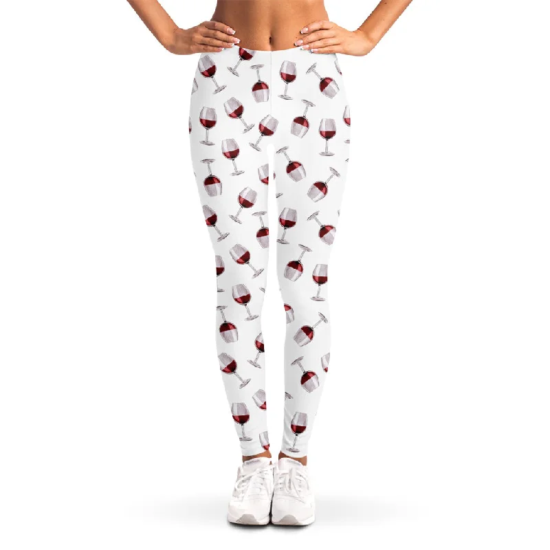 Glasses Of Wine Pattern Print Women's Leggings