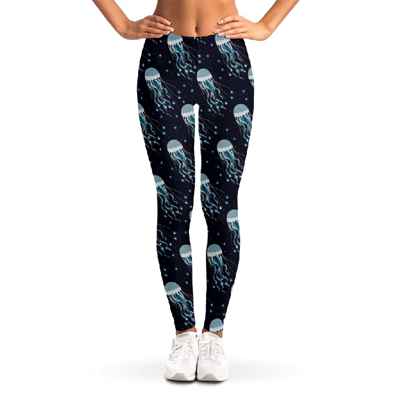 Glowing Jellyfish Pattern Print Women's Leggings