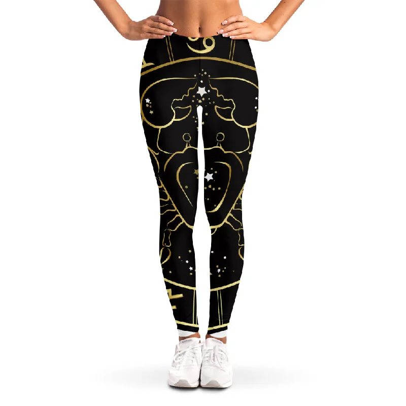 Gold And Black Cancer Sign Print Women's Leggings