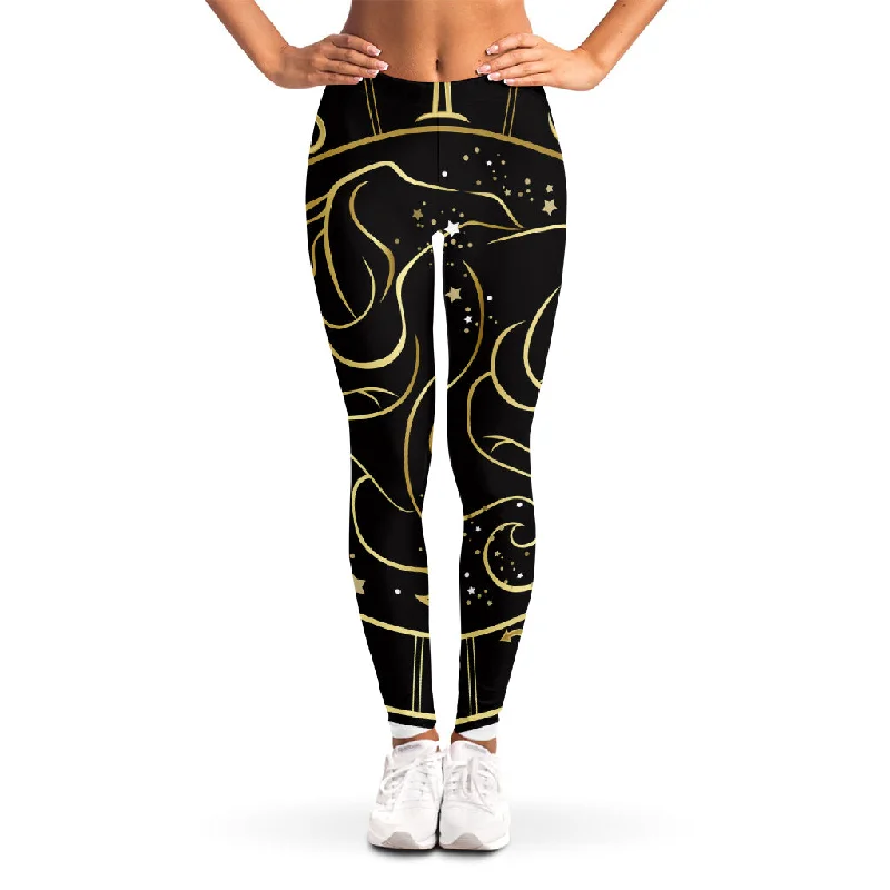 Gold And Black Gemini Sign Print Women's Leggings