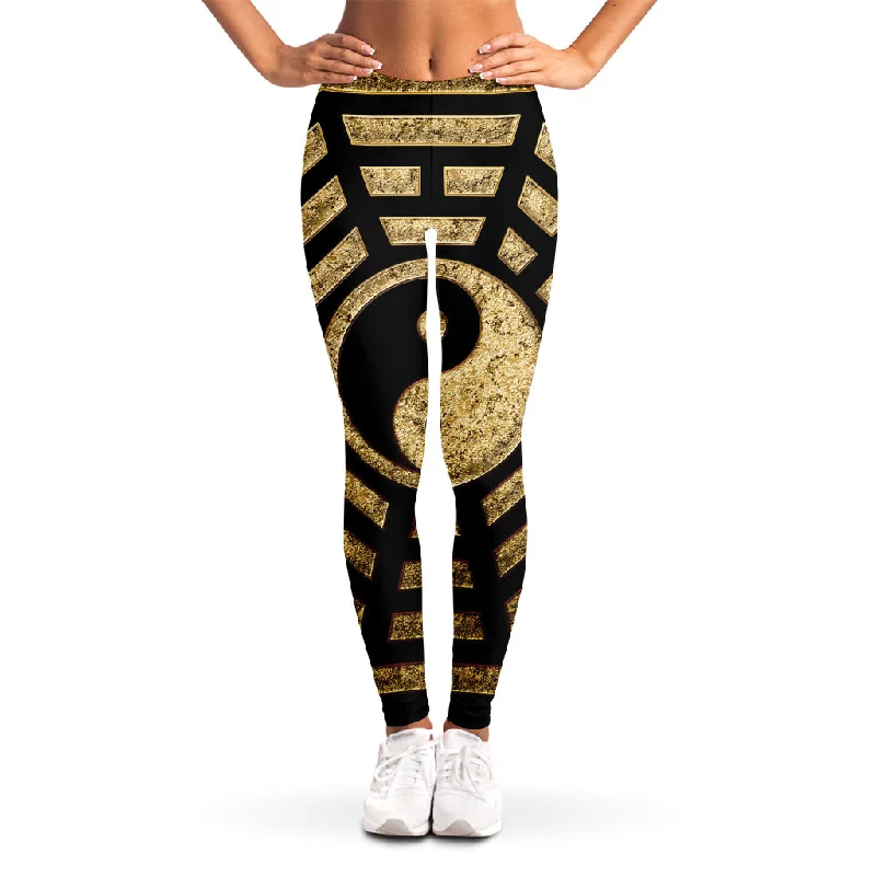 Gold Bagua Yin Yang Print Women's Leggings