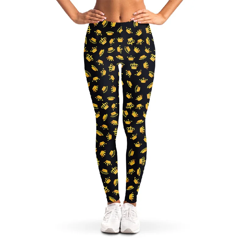 Gold Crown Pattern Print Women's Leggings