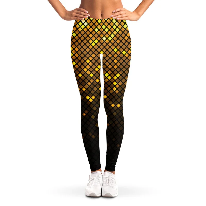 Gold Disco Lights Pattern Print Women's Leggings