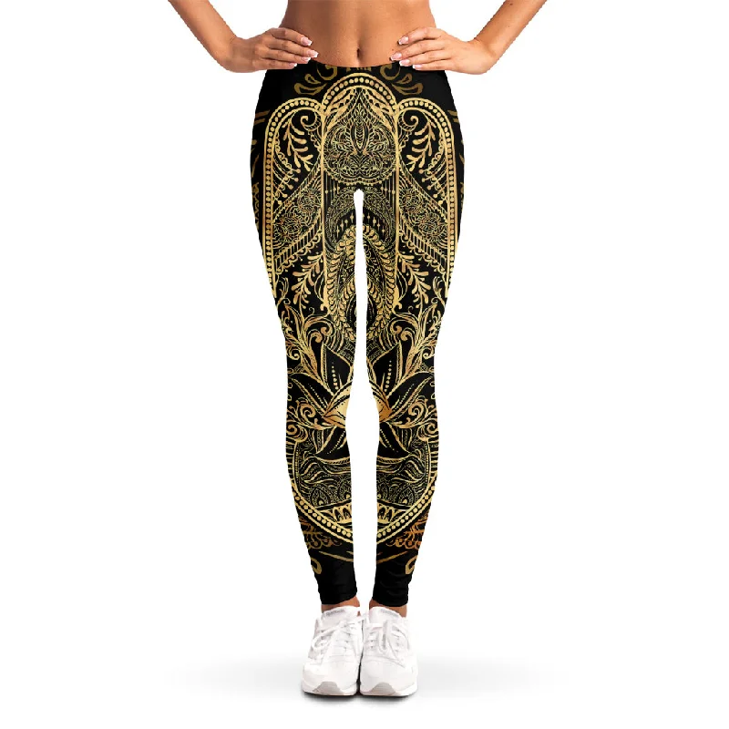 Gold Hamsa Hand Print Women's Leggings