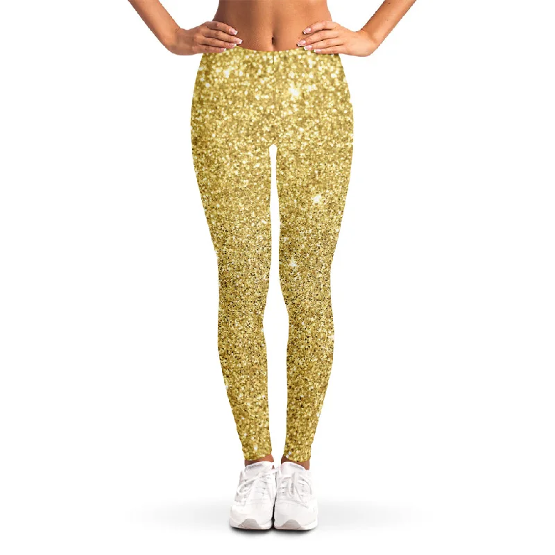 Gold (NOT Real) Glitter Print Women's Leggings