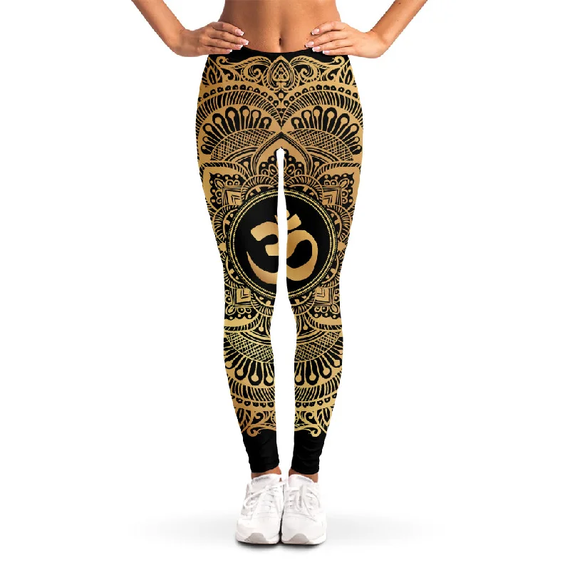 Gold Om Mandala Print Women's Leggings