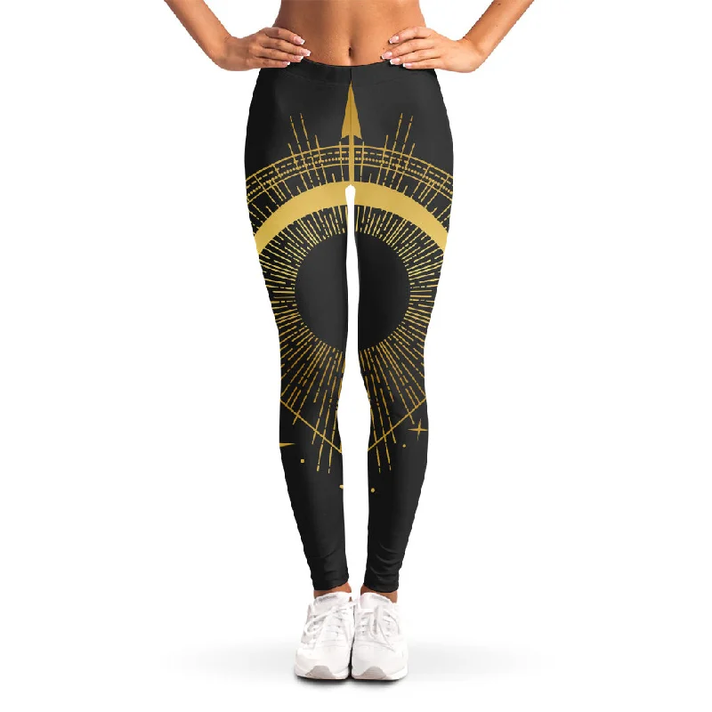 Gold Sagittarius Sign Print Women's Leggings