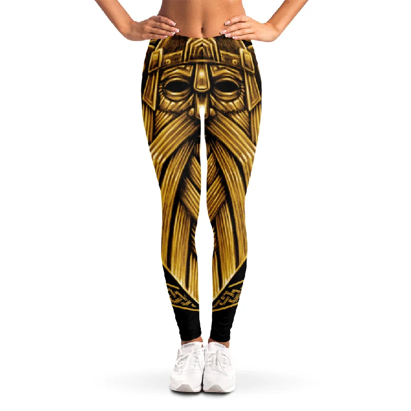 Gold Viking Norse God Odin Print Women's Leggings