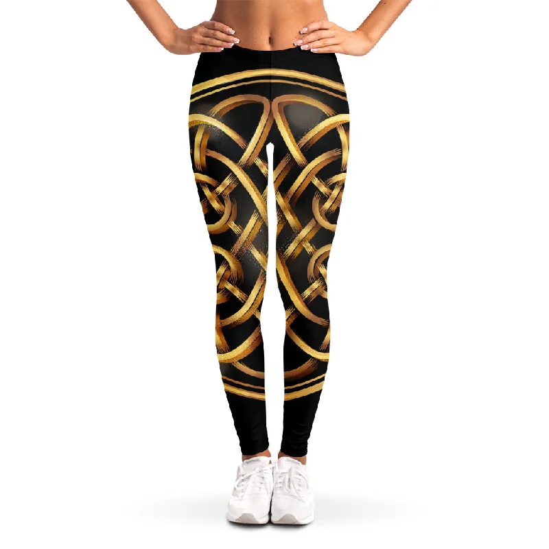 Golden Celtic Knot Print Women's Leggings