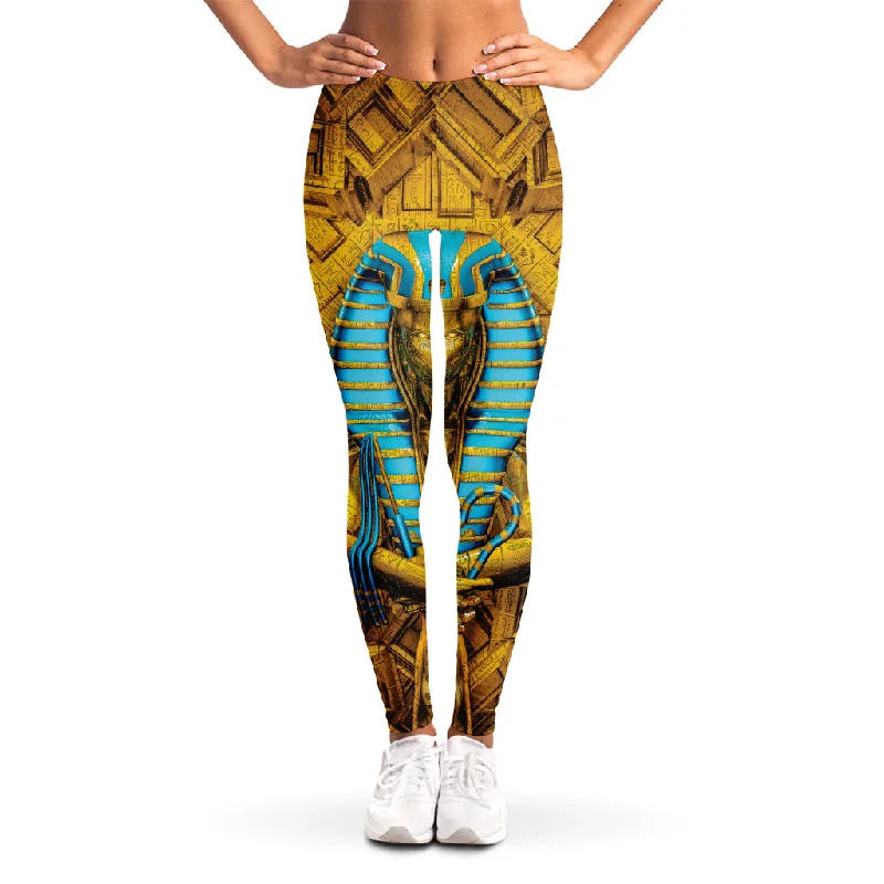 Golden Egyptian Pharaoh Print Women's Leggings