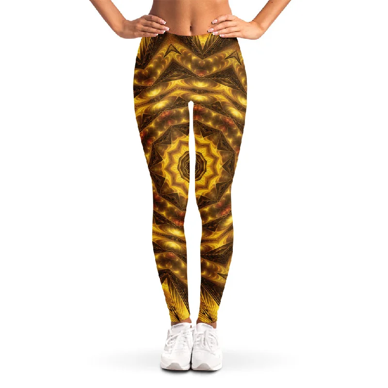 Golden Kaleidoscope Print Women's Leggings