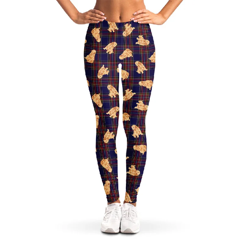 Golden Retriever Tartan Pattern Print Women's Leggings