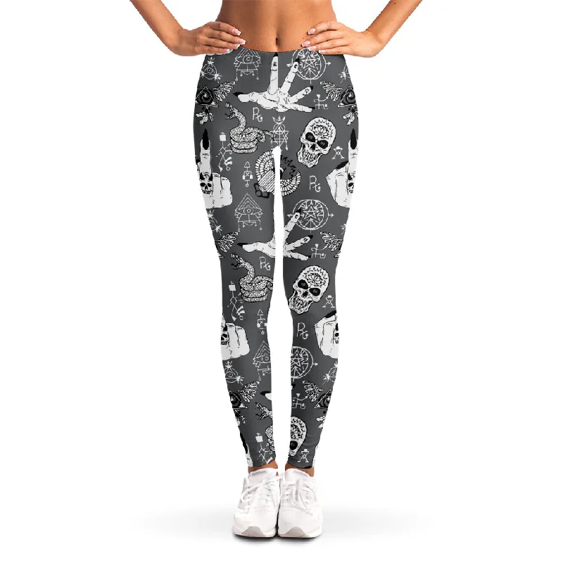 Gothic Wicca Curse Print Women's Leggings