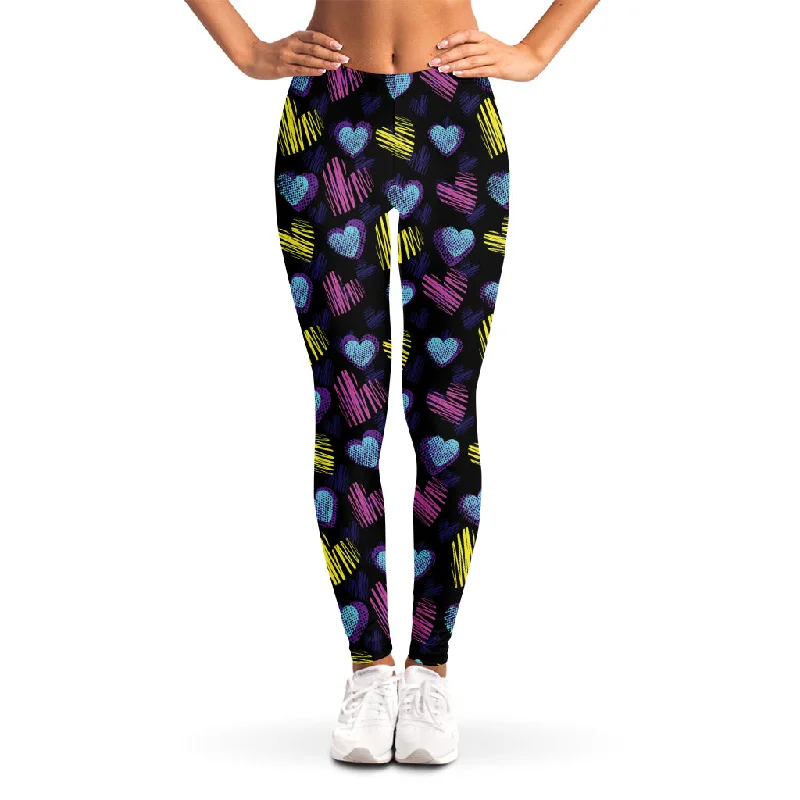 Graffiti Heart Pattern Print Women's Leggings