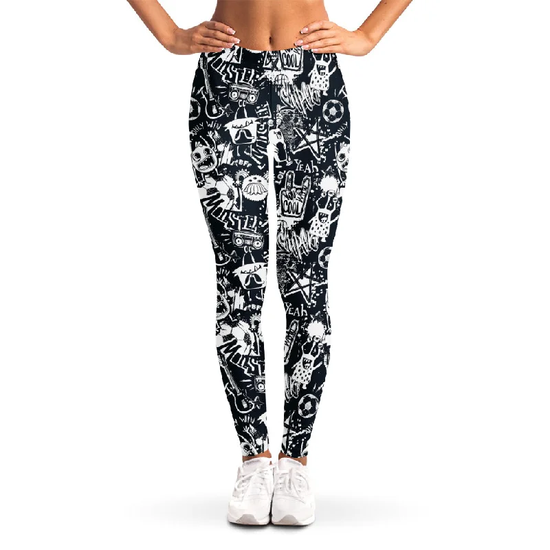 Graffiti Monster Characters Print Women's Leggings