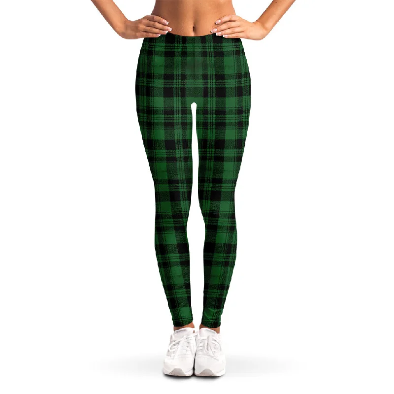 Green And Black Tartan Pattern Print Women's Leggings