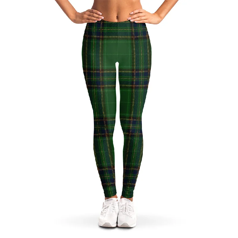 Green And Blue Stewart Tartan Print Women's Leggings