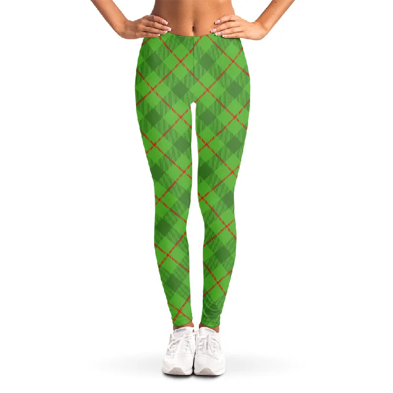 Green And Red Plaid Pattern Print Women's Leggings