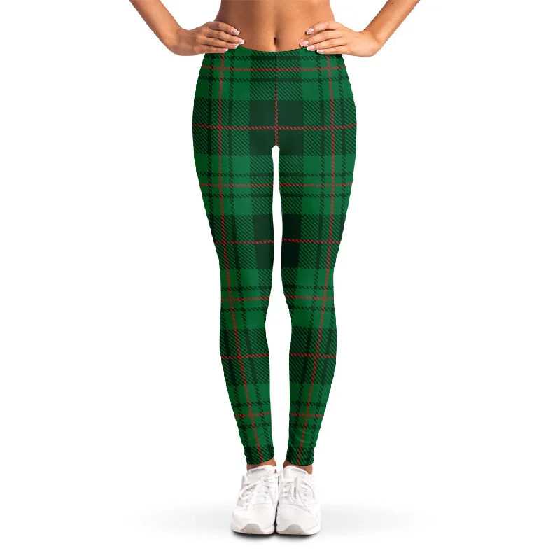 Green And Red Stewart Tartan Print Women's Leggings