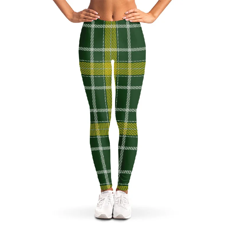 Green And Yellow Stewart Tartan Print Women's Leggings