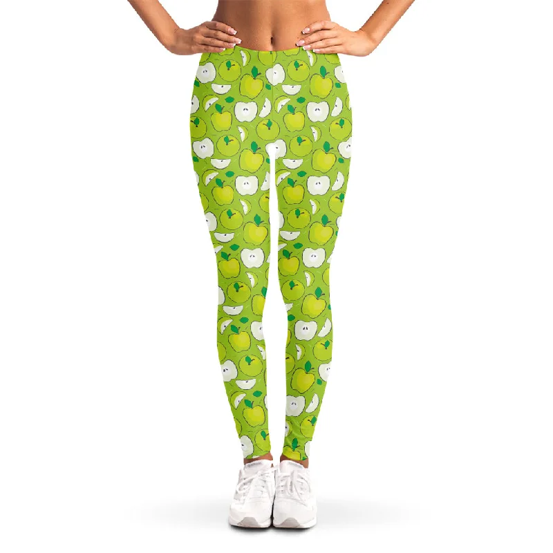 Green Apple Fruit Pattern Print Women's Leggings