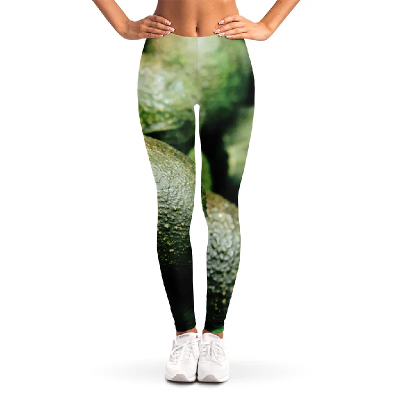 Green Avocado Print Women's Leggings