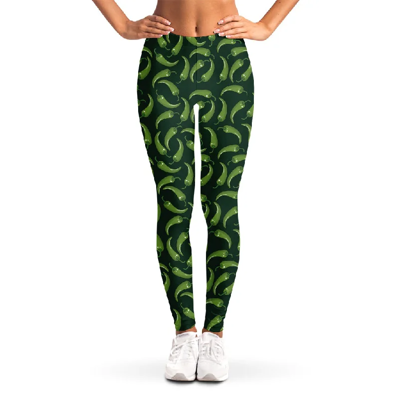 Green Chili Peppers Pattern Print Women's Leggings