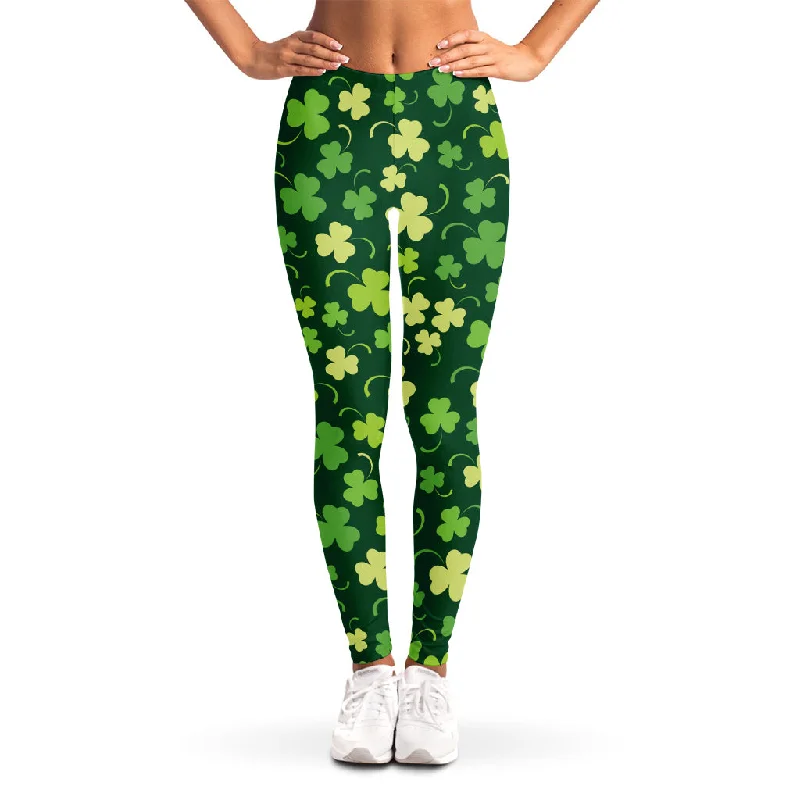 Green Clover Saint Patrick's Day Print Women's Leggings