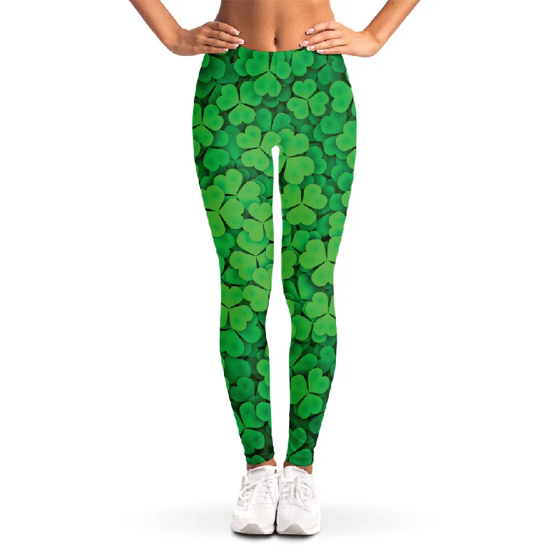 Green Clover St. Patrick's Day Print Women's Leggings