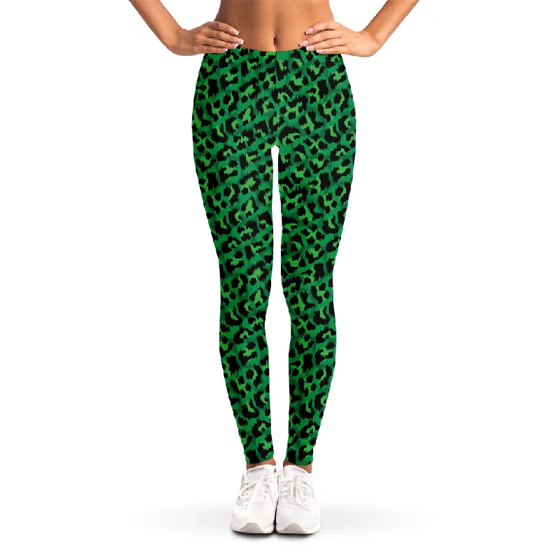 Green Leopard Print Women's Leggings