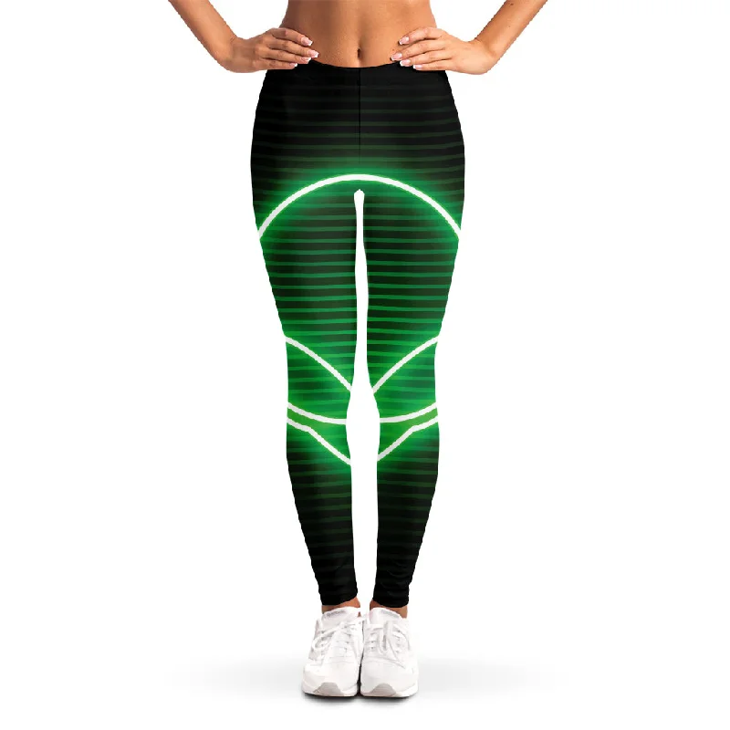 Green Light Alien Print Women's Leggings