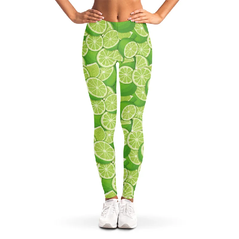 Green Lime Pattern Print Women's Leggings