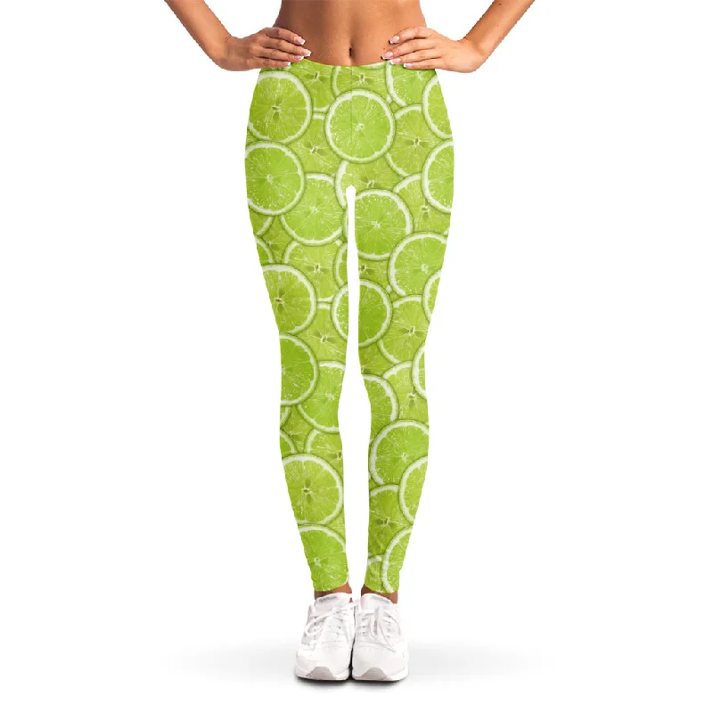 Green Lime Slices Pattern Print Women's Leggings