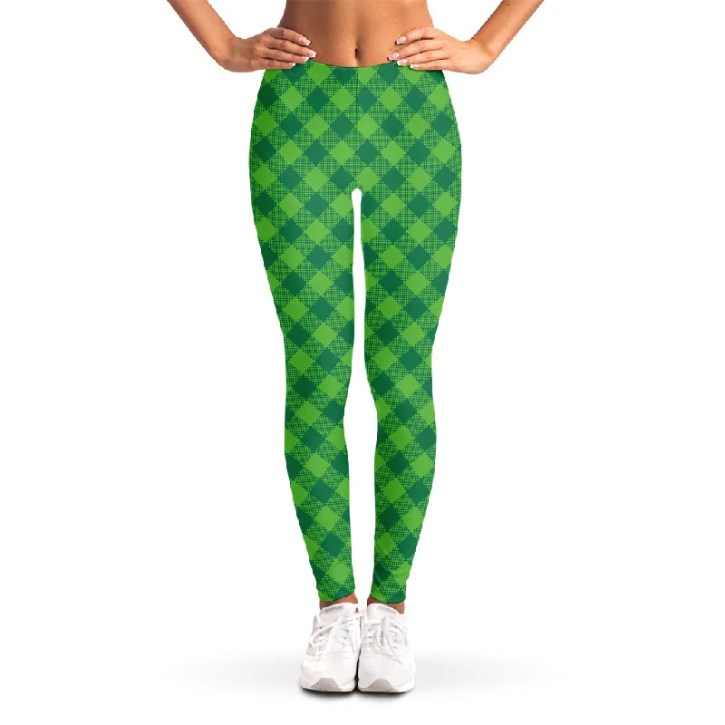 Green Plaid Saint Patrick's Day Print Women's Leggings