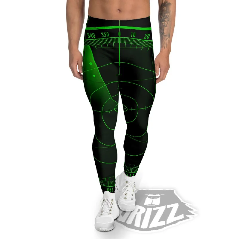 Green Radar Screen Print Men's Leggings