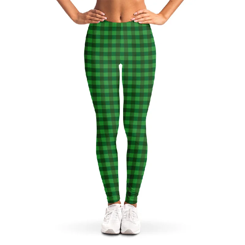 Green Tartan Saint Patrick's Day Print Women's Leggings