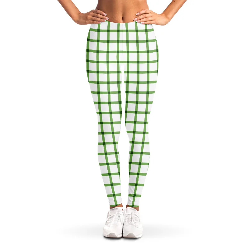 Green Tattersall Pattern Print Women's Leggings