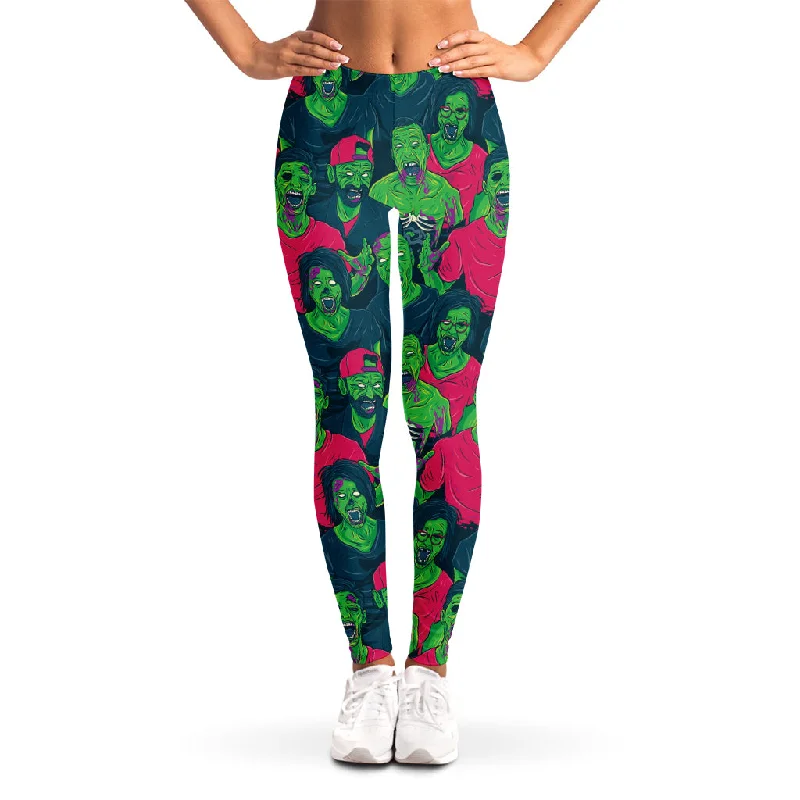 Green Walking Zombie Print Women's Leggings