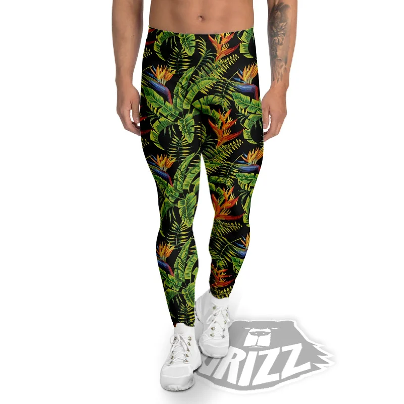 Hawaiian Banana Leaf Print Pattern Men's Leggings