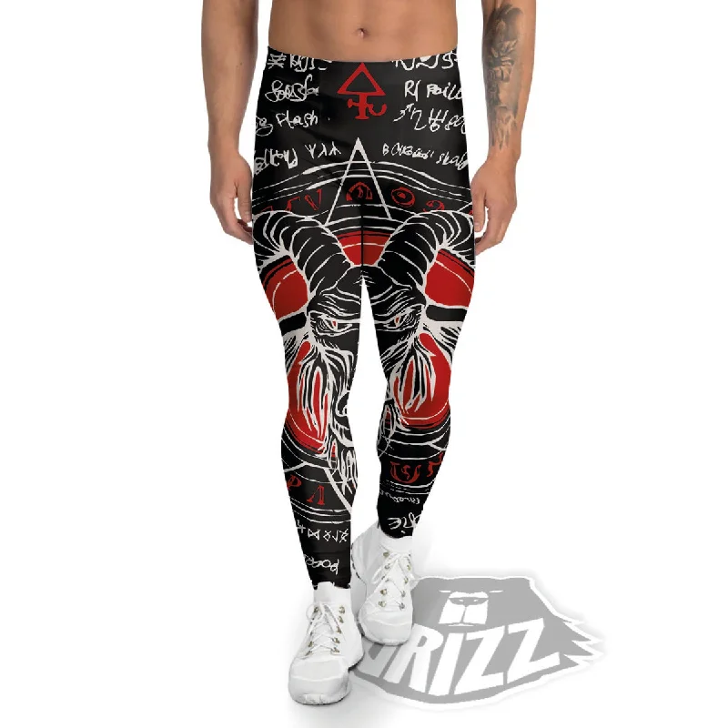 Head Of a Horned Goat Print Men's Leggings