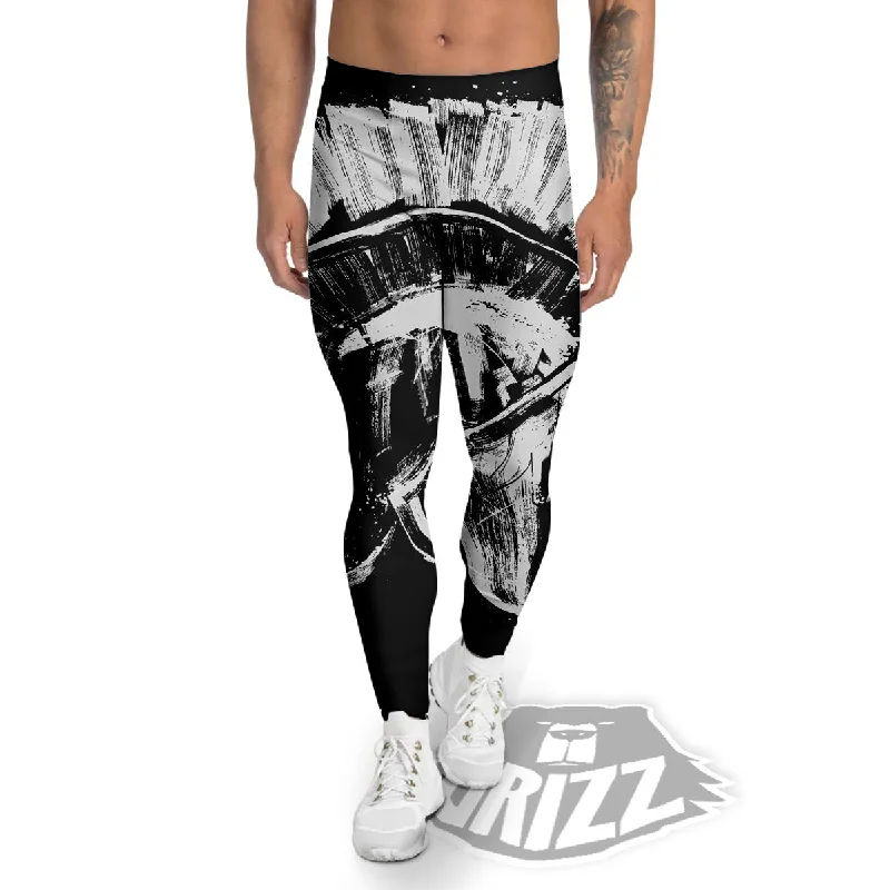 Helmet Ancient Spartan Print Men's Leggings