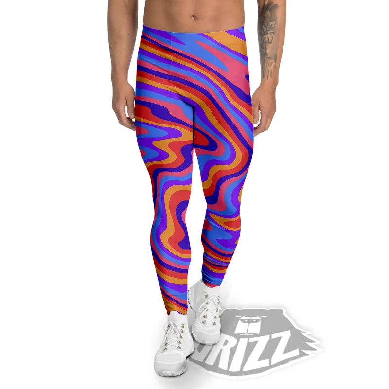 Hippie Trippy Acid Color Print Pattern Men's Leggings