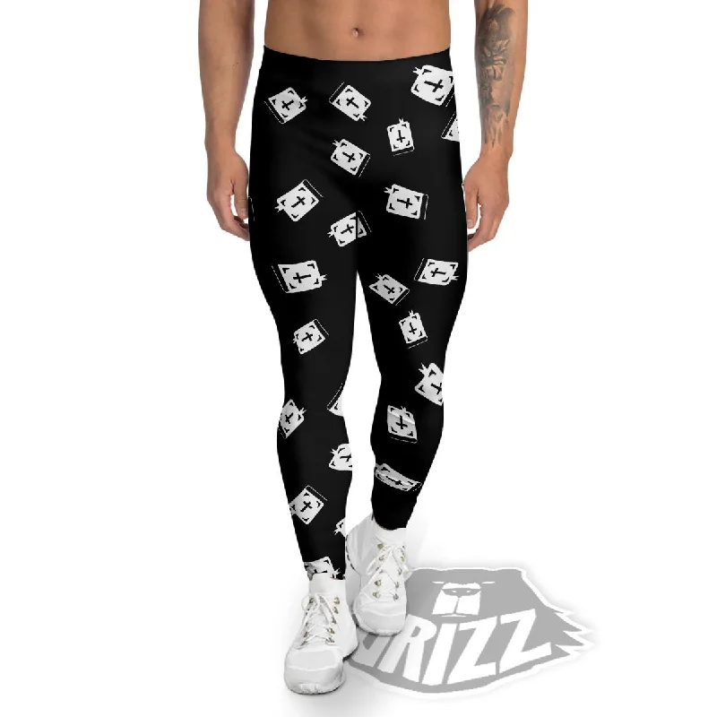 Holy Bible White And Black Print Pattern Men's Leggings