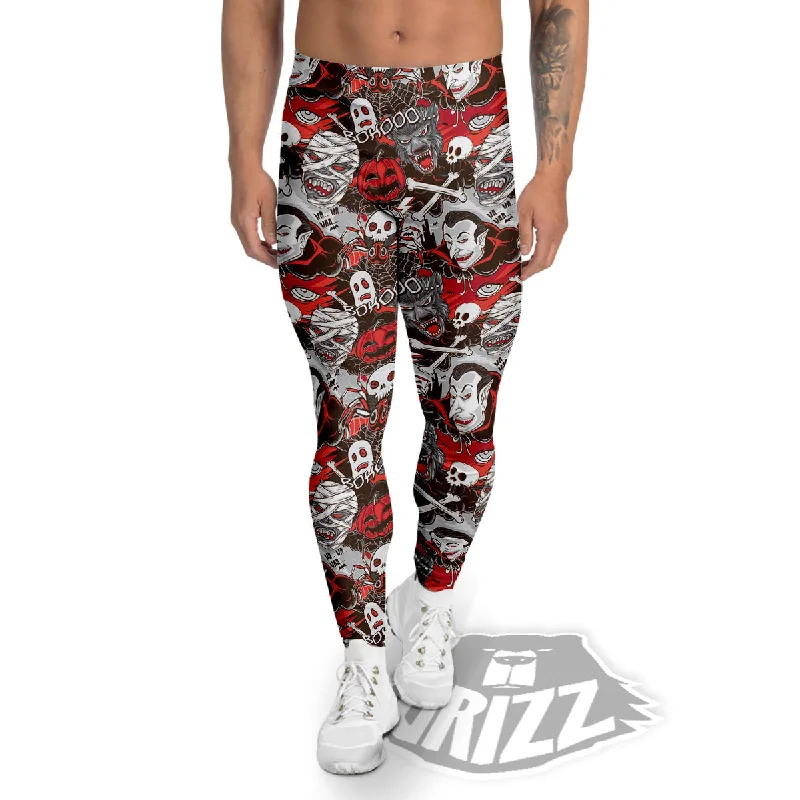 Horror Monsters Halloween Print Pattern Men's Leggings