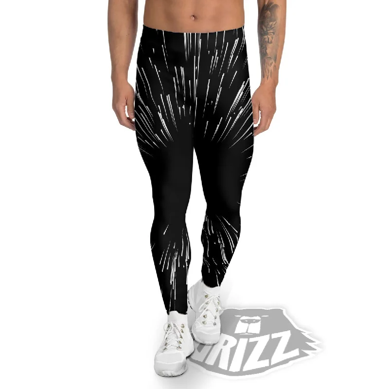 Hyperspace White And Black Print Men's Leggings