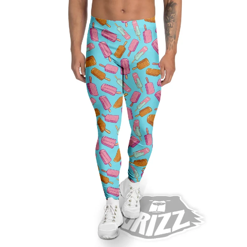 Ice Cream Pink And Brown Print Pattern Men's Leggings