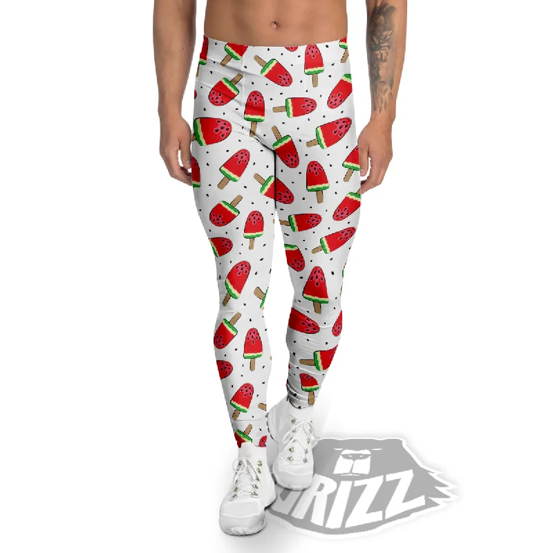 Ice Cream Watermelon Print Pattern Men's Leggings