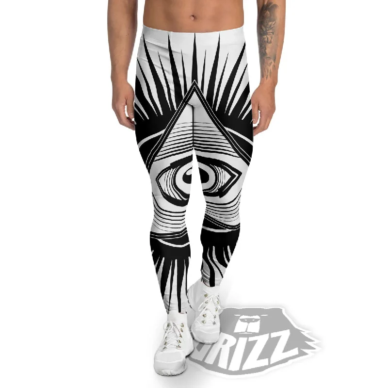 Illuminati White And Black Print Men's Leggings