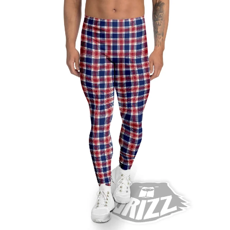 Independence Day American Plaid Print Men's Leggings