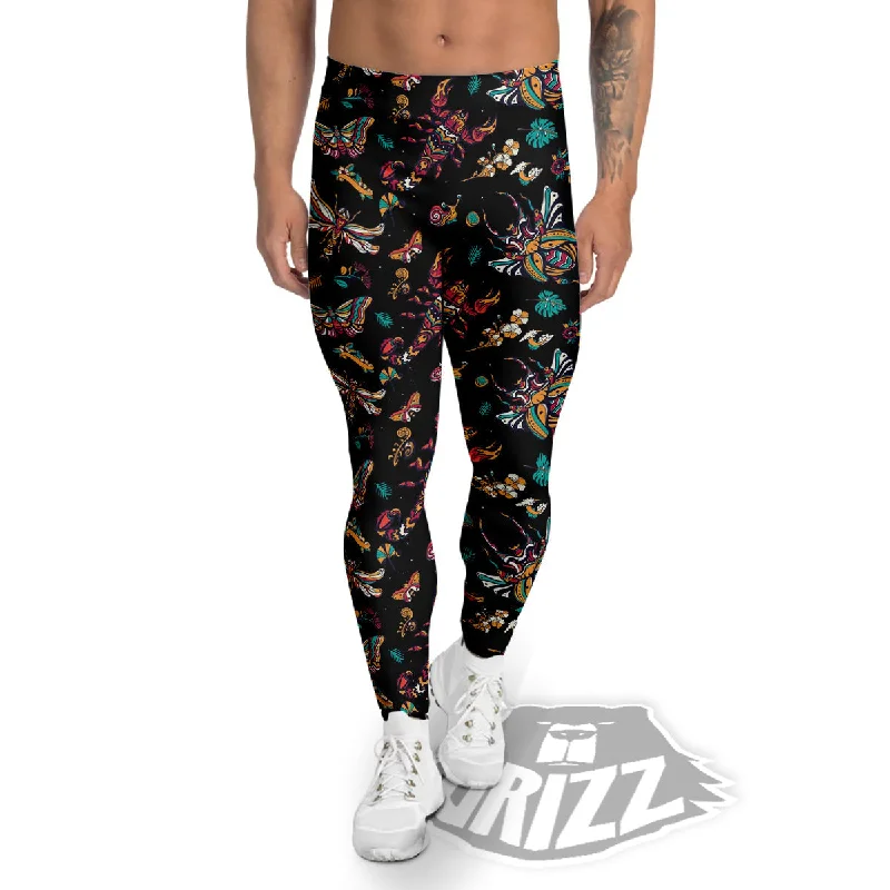 Insect Old School Tattoo Print Pattern Men's Leggings